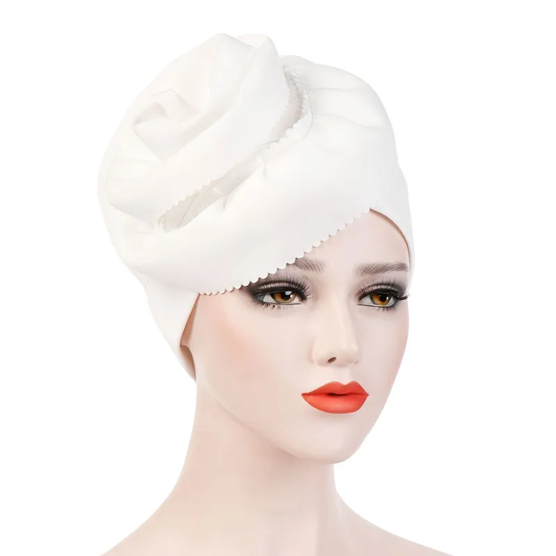 Muslim Women Big Flower Turban Hats Cancer Chemo Beanies Cap Hijab Pleated Wrap Head Cover Hair Loss Accessories
