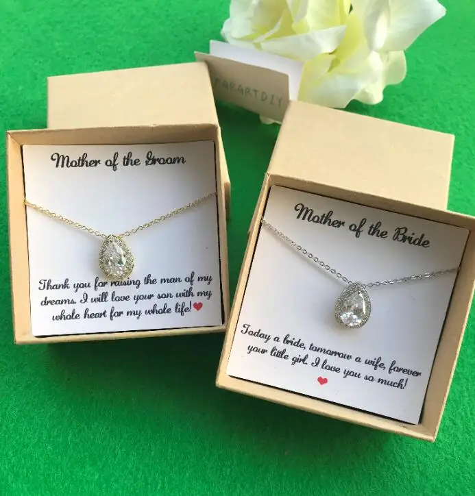 personalize name teardrop wedding Bridesmaid  Earrings and necklace sets cubic zirconia Jewelry Sets proposal gifts note-cards