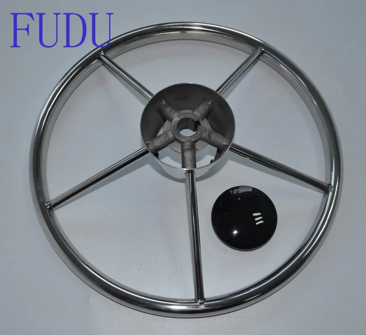 13-1/2'' 5 Spoke Destroyer Style Stainless Steel Boat Steering Wheel