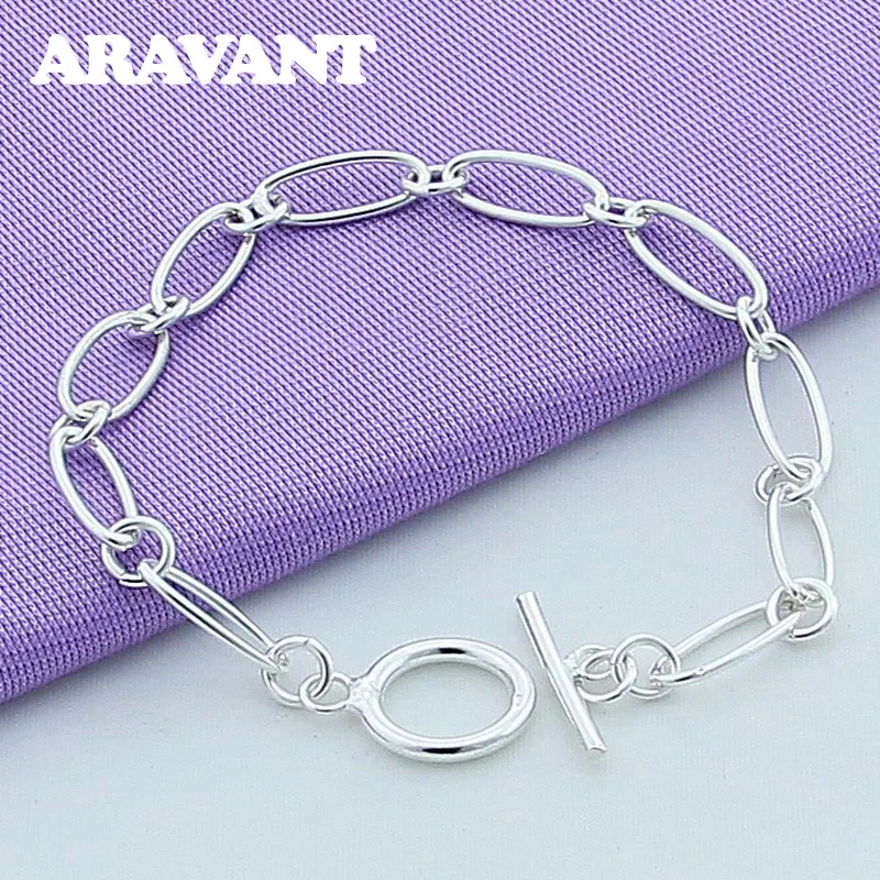 Aravant 925 Silver Simple Chains Bracelets For Women Charm Jewelry