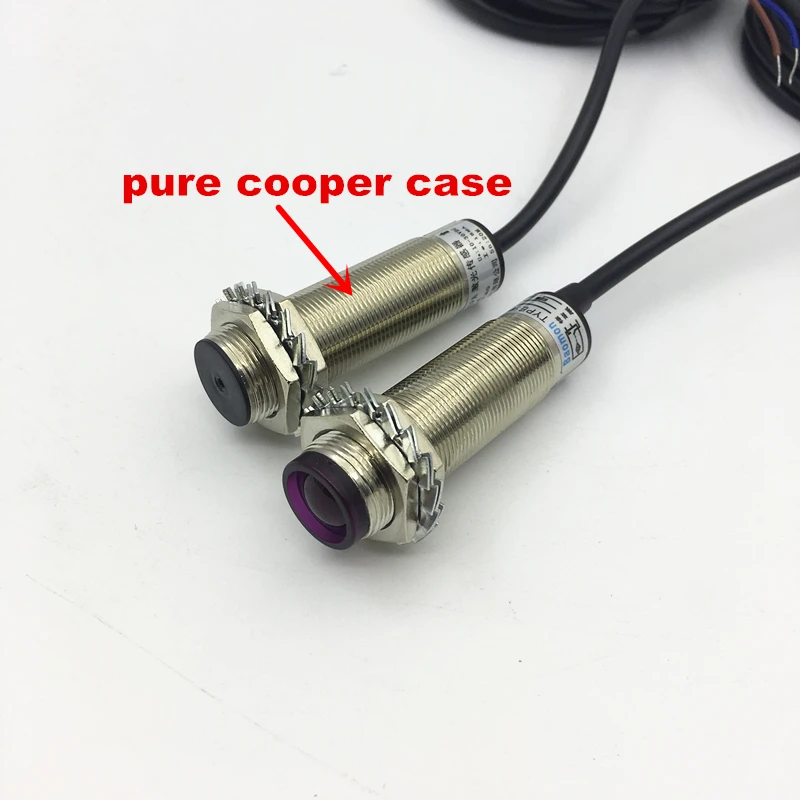 M18 Laser photoelectric sensor visible red light on the laser beam to the NPN PNP NO measure distance 20m 50m 100m normally open