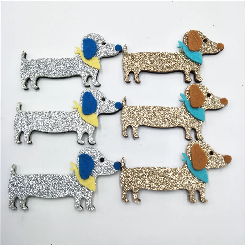 

20pcs/lot 8x4.3cm Glitter Dog Appliques for Clothes Sewing Supplies Hair Hat Decor Ornament