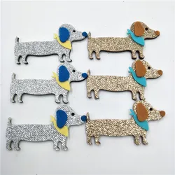 20pcs/lot 8x4.3cm Glitter Dog Appliques for Clothes Sewing Supplies Hair Hat Decor Ornament