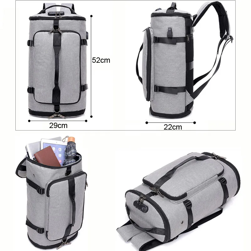 Usb anti-roubo ginásio mochila sacos de fitness gymtas saco para homens treinamento esportes tas viagens saco de desporto ao ar livre portátil xa684wa