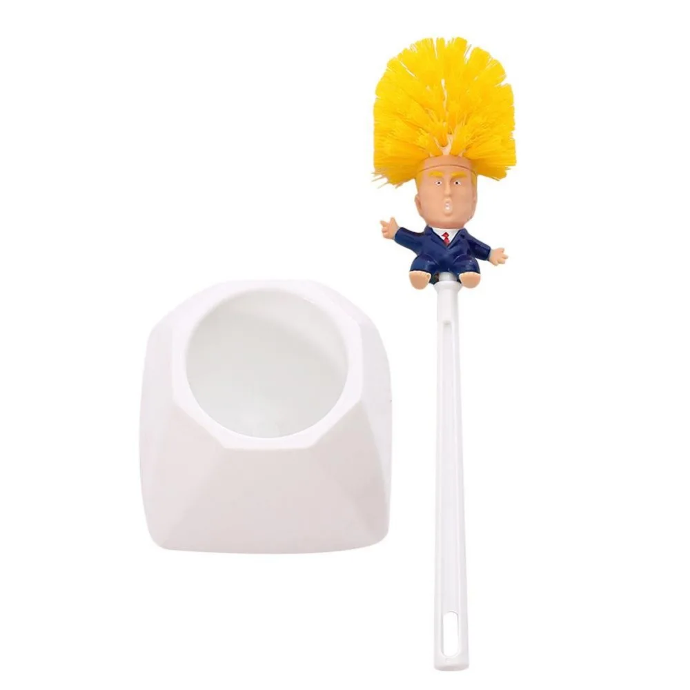 1PC Funny Toilet Supplies Bathroom Cleaning Tools WC Borstel Donald Trump Toilet Brush Base Home Hotel Bathroom QA 021