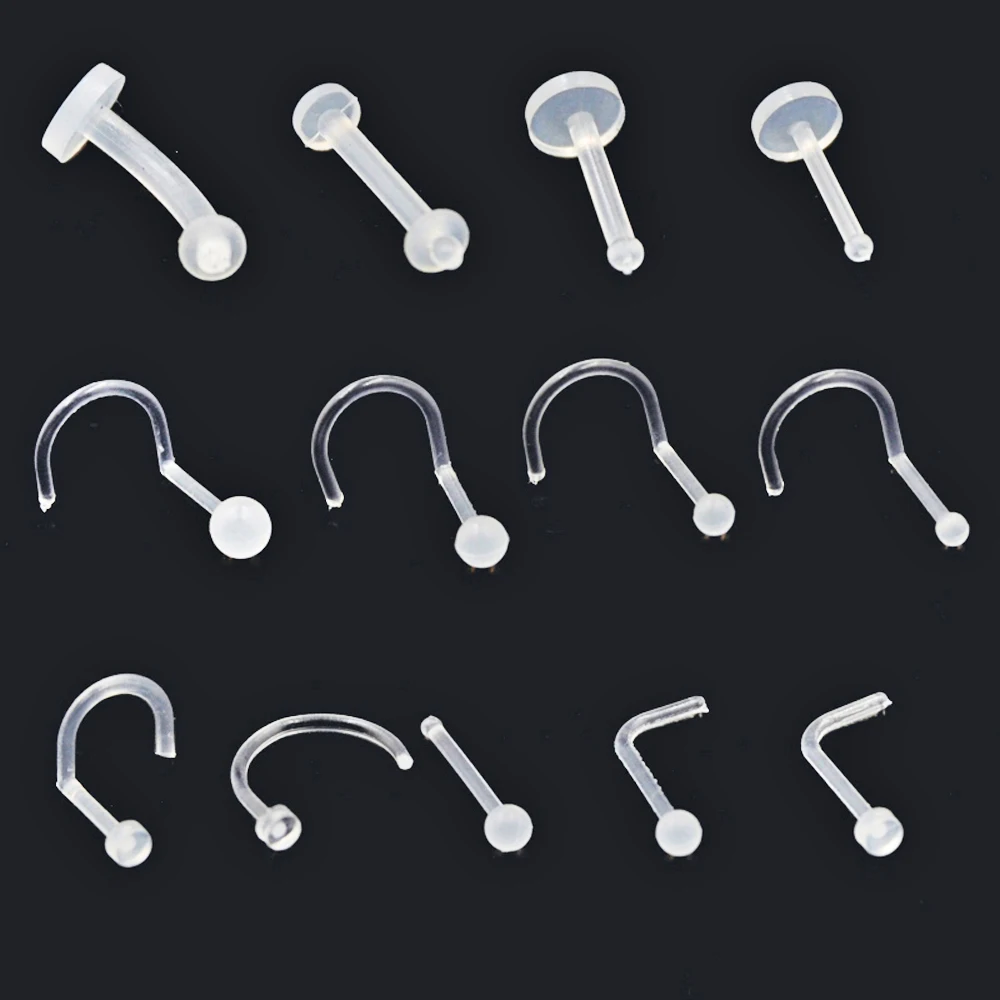 BOG- 1PC Bioplast Flexible Nose Lip Ring Labret Earring Eyebrow Ring Belly Ring Body Piercing Jewelry