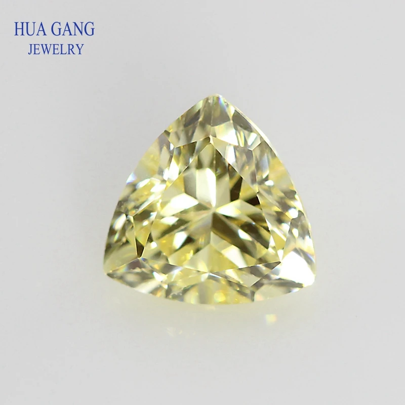 5A Lemon Trillion Shape Cubic Zirconia Brilliant Cut Loose CZ Stone Synthetic Gems Beads For Jewelry 4x4-10x10mm