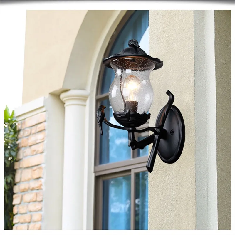 

HAWBERRY American Simple Outdoor Wall Lamp Waterproof Garden European Vintage Balcony Light Wall Mount Creative Bird