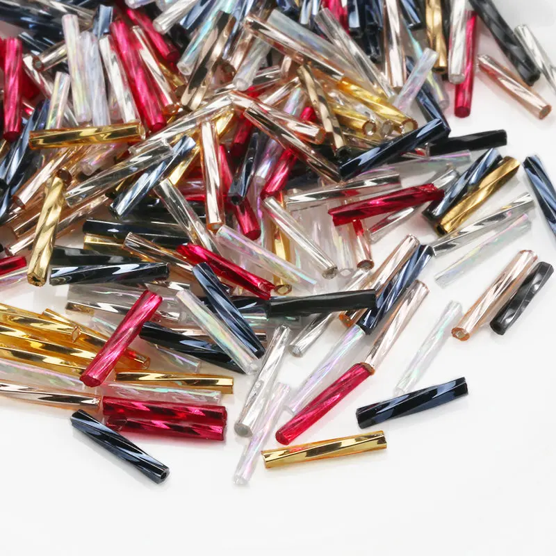 New Size 30g/bag Color Plated 2.5X12.mm Tube bead Glass Garment Seed Beads Accessory Diy Craft
