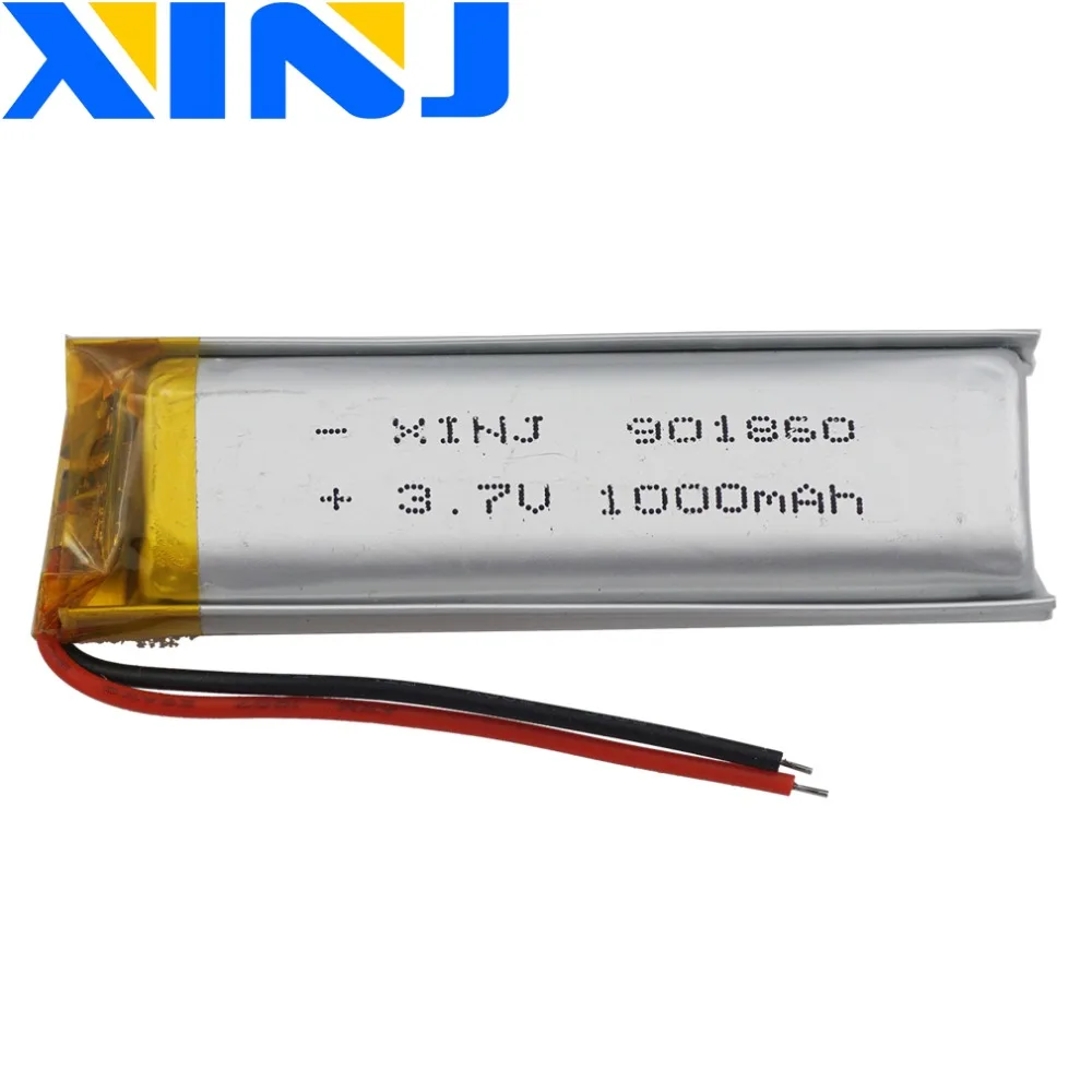 XINJ 3.7V 1000mAh akumulator litowo polimerowy akumulator litowy LiPo 901860 do kamery samochodowej DVR DVC GPS E-Book rejestrator jazdy