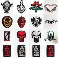 Patch Bordado Mão Crânio para Roupas, Patch Cap, Adesivos, Ferro de costura em Applique, Vestuário DIY Costura, Acessórios de vestuário, 1 PC