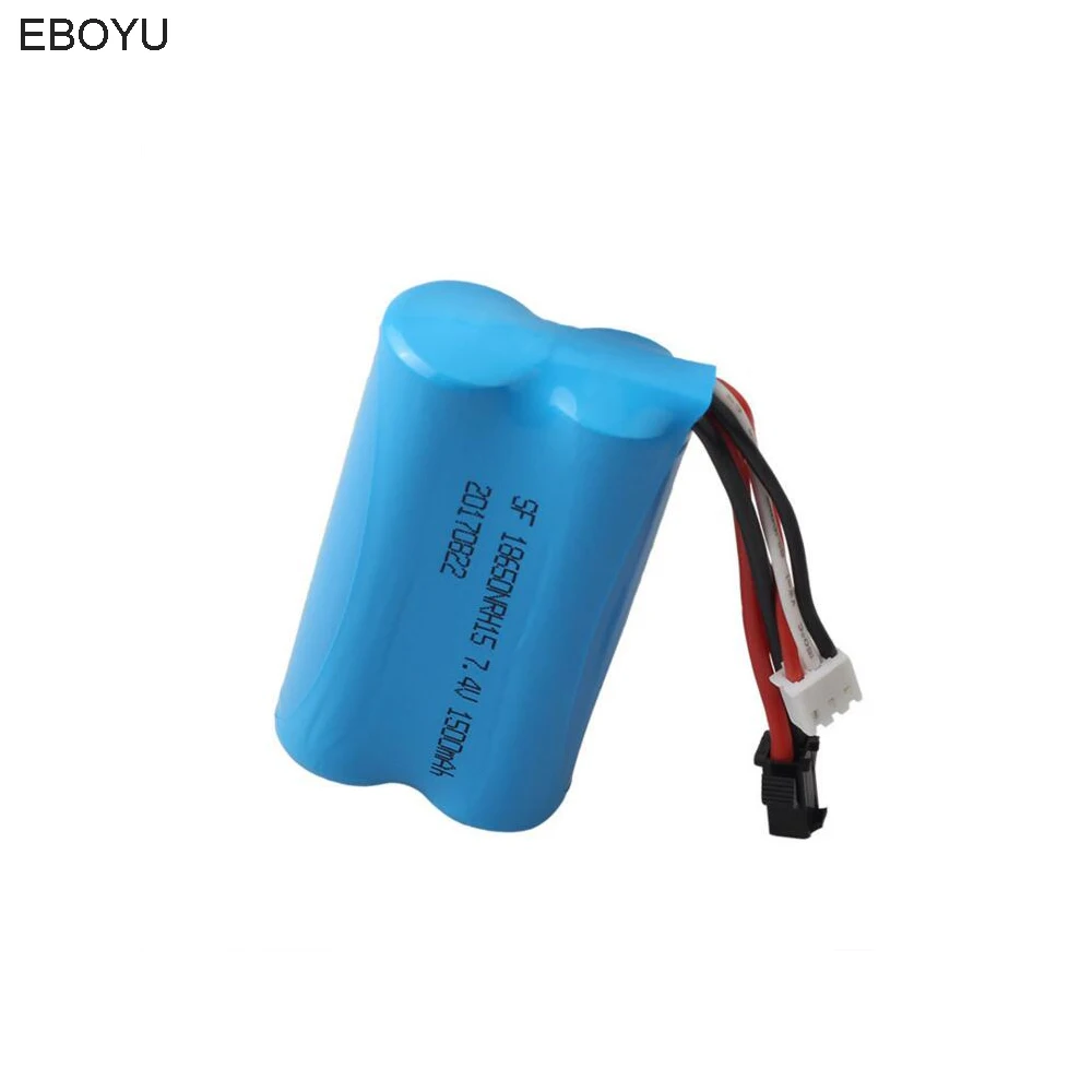 EBOYU 7.4V 1500mAh Battery with SM 2P Plug for Syma Q1 S033G TKKJ H101 RC Boat UDI U12A QS8019 QS8004 6088T RC Quadcopter Drone