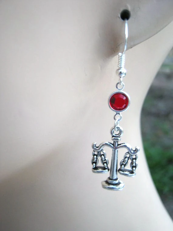 أقراط جوهرة الميلاد القانونية ، أقراط المحامي الموضة ، أقراط القضاة ، محكمة الصحفيين المجوهرات ، هدايا الدفاع المدعي العام #2