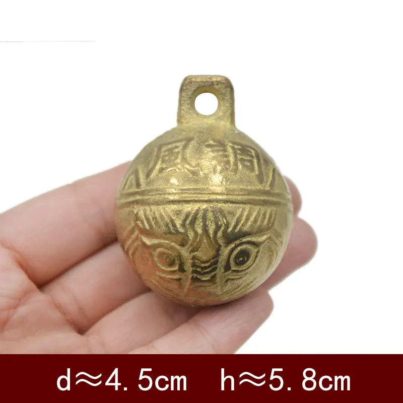 Chinese Feng Shui Vintage Style Tibetan Brass Bell Tiny Bead Craft Decorative Tiger Head Ethnic Bracelet Home Decoration