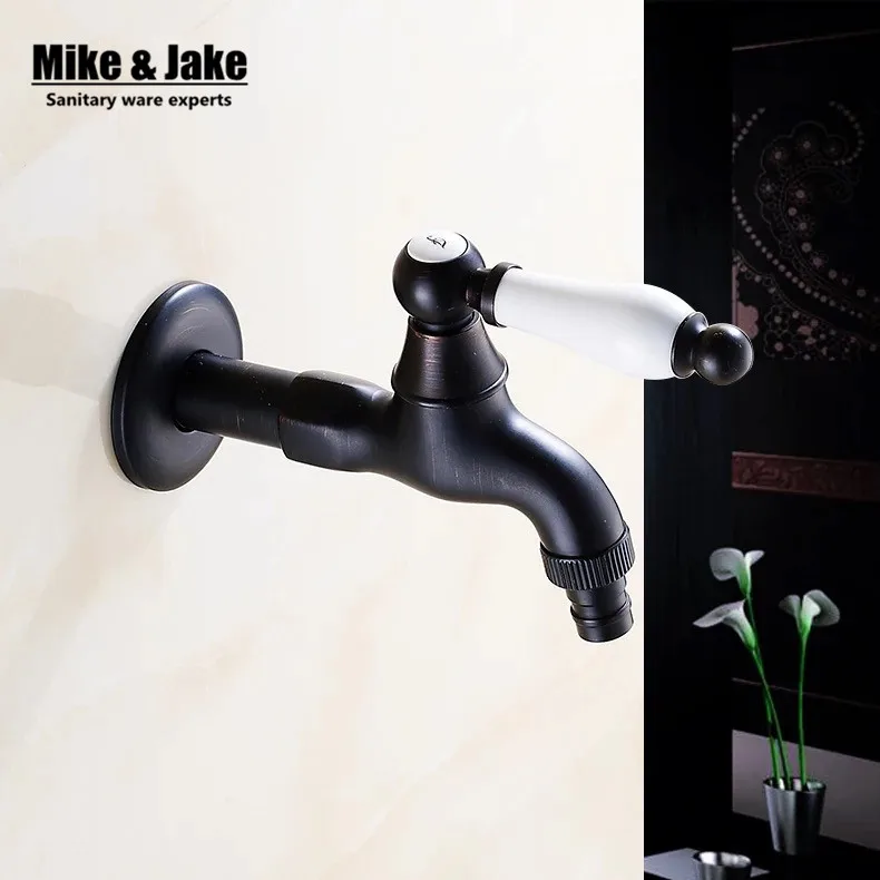 Blacken bronze Bathroom single cold tap single cold tap washing machine cold faucet small taps double function  for bathroom