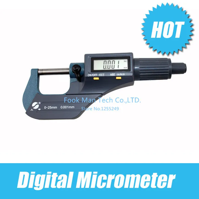 Digital Micrometer Accurate measuring tools micrometer caliper gauge 0-25MM Accuracy of 0.001 inch/ mm unit conversion