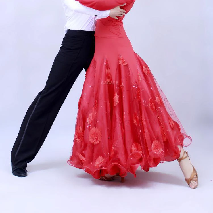 Ballroom Dance Skirts CHEAPEST Standard Ballroom Dress for Waltz Tango Dance Flamenco 6 Colors D0409 Big Hem Meryl Mesh