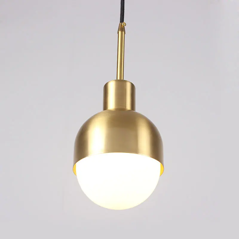 BLUBBLE American Total Copper Pendant Light Originality AC 90-260V LED Pendant Lamp Modern Gold Bedroom Study Unique Hanglamp