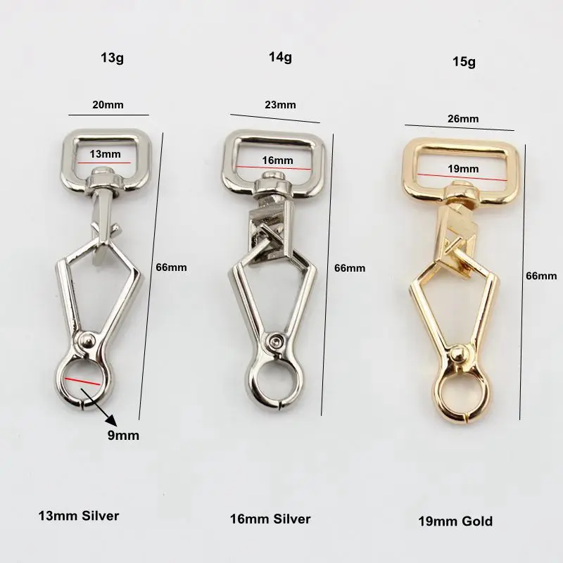 10pcs 50pcs 13mm 16mm 19mm Fashion metal trigger snap hook swivel clasp hooks hardware  handbags purses trigger snap hooks