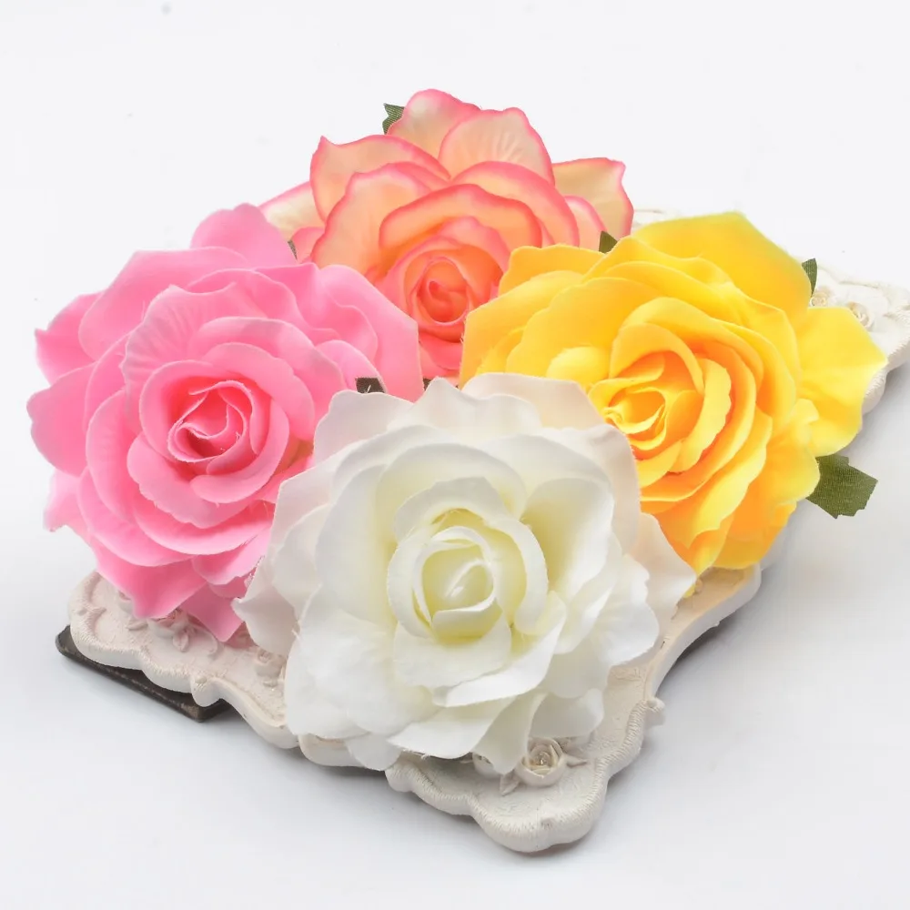 30pcs 10cm Large Silk Rose Artificial Flowers Heads For Home Wedding Party Decoration DIY Garland Fake Flower Wall Accessories