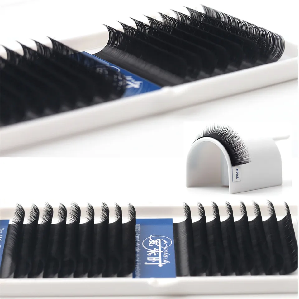 Extension de cils naturels en Faux vison, 16 lignes/plateau, pour professionnels, 0.03-0.25mm, outil de maquillage pour Extension de cils individuelle