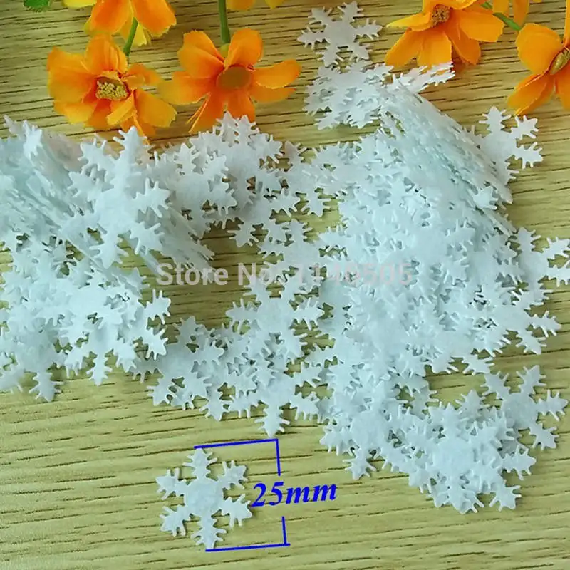 Não-tecido sentiu Snowflake Patch, bonito flor Applique artesanato, 25mm, 200pcs