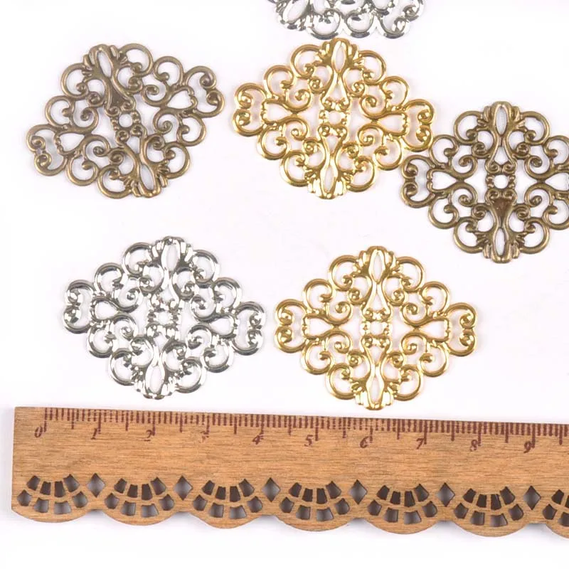 20Pcs Metal Crafts Filigree Flower Wraps Connectors Embellishments For Scrapbooking Home Decor DIY Accessories 37x30mm YK0749