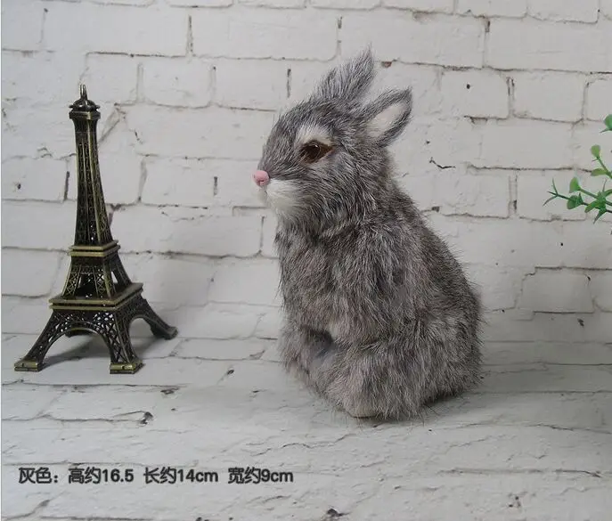 

cute simulation gray rabbit toy polyethylene&furs rabbit model gift about 16.5x9x14cm 2893