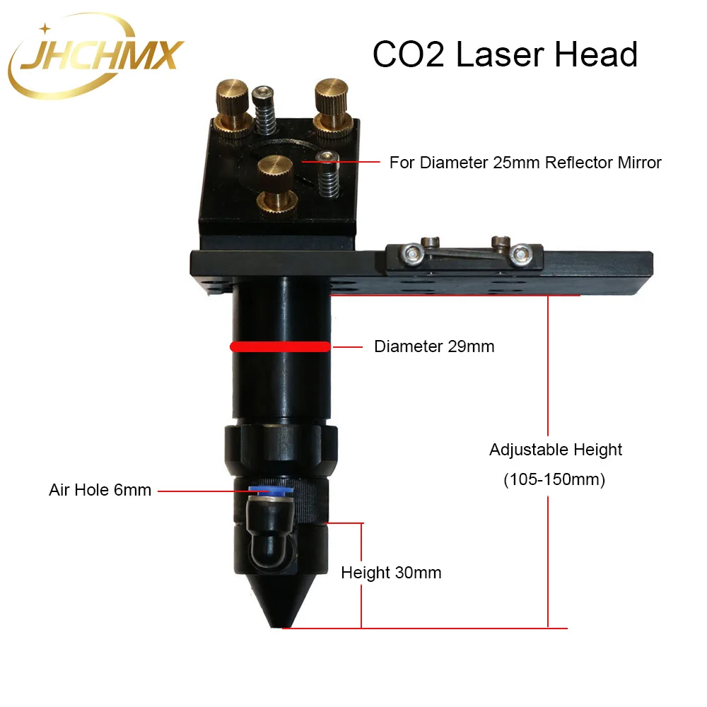 JHCHMX Co2 Conjunto Cabeça Do Laser Refletor Espelho Montar Titular Foco Lens Integrativa Monte Para Co2 Gravura Máquina de Corte de Peças