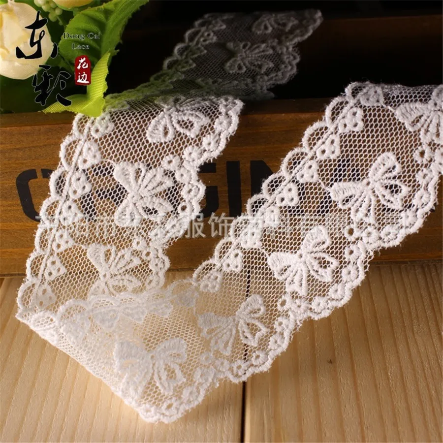 

15yards*4cm Embroidery Butterfly Lace Ribbon for Decoration White Cotton Lace DIY Sewing Crafts Supplies Clothing Accessories