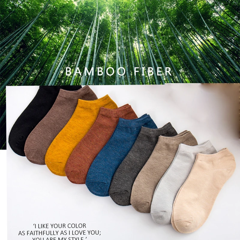 Summer High Quality Cool Men\'s Bamboo Fiber Socks Thin Short Socks Harajuku Solid Color Men Women Socks 10 Pairs/Lot Size US 7-9