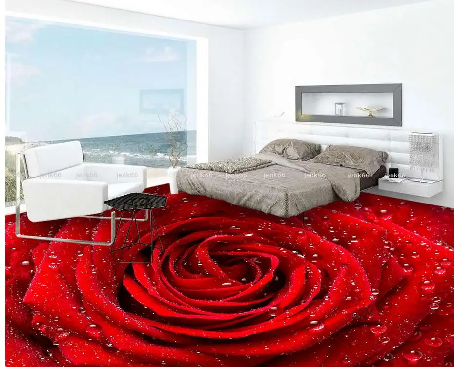 

PVC waterproof floor 3D wallpaper floor for living room Saffron rose fashion self-adhesive 3D floor Home Decoration