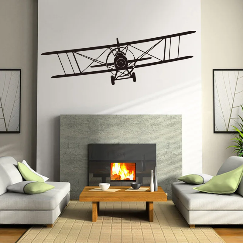 Retro Gliding Aircraft Wall Sticker For Children\'s Room Background Decoration Mural Wallpaper Art Decals Air Plane Home Stickers