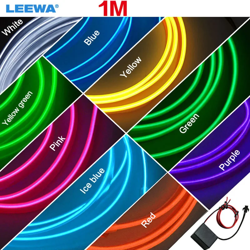 10PCS  1m Flexible Moulding EL Neon Glow Lighting Rope Strip With Fin For Car Decoration #CA3267