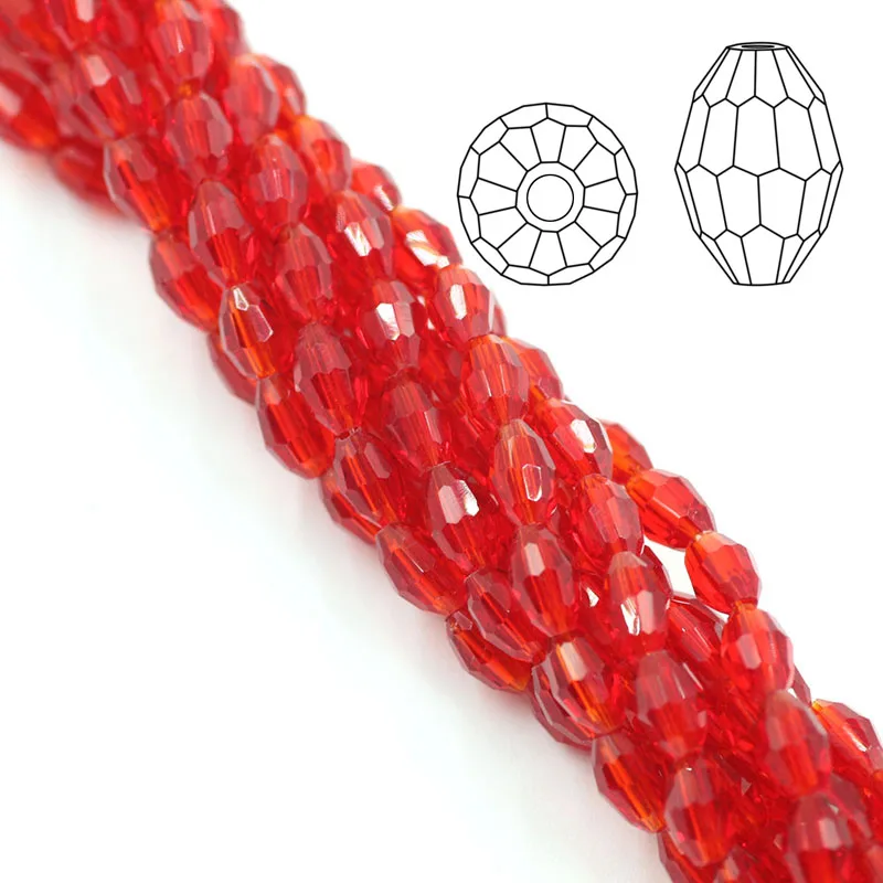 4/6/8MM Glass Faceted Oval Beads Crystal Rice Beaded For DIY Making Crafts Material Supplies Jewelry Needlework Wholesale