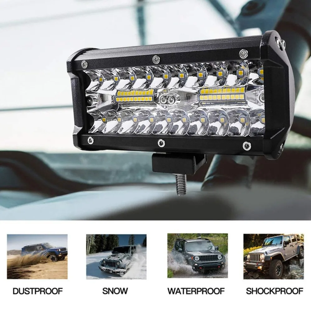 7 Inch 120W Combo Led Light Bars Spot Flood Beam 4x4 Spot 12V 24V 4WD Barra LED Headlight For Auto Boats SUV ATV iLight.