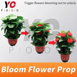 Blooming flower prop escape room game use metal object to touch sensor triggering flower blooming out to unlock supplier YOPOOD