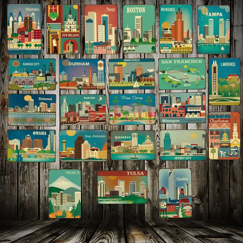 

[ Mike86 ] Richmond Wilmington Metal Sign Wall cities Posters Custom Poster Personality Classic Mural Painting Decor Art HY-1699