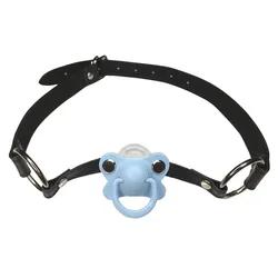 DDLG/ ABDL Adult Baby Blue Pacifier Gag With Black Choker Collar