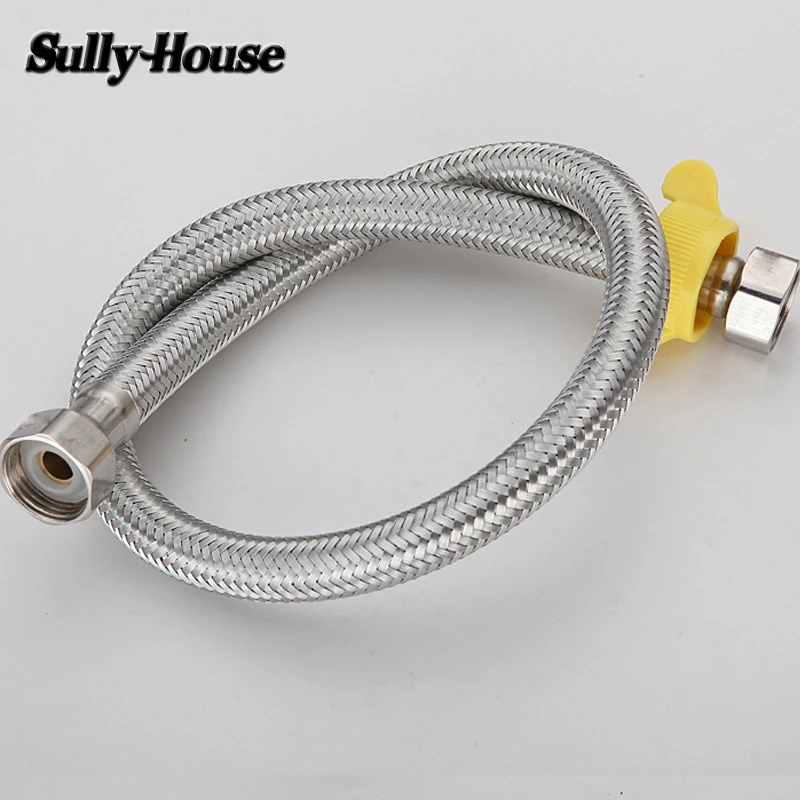 Sully House 304 Stainless Steel Basin&Toilet water weaved plumbing hose,bathroom EPDM heater flexible connect pipes with wrench