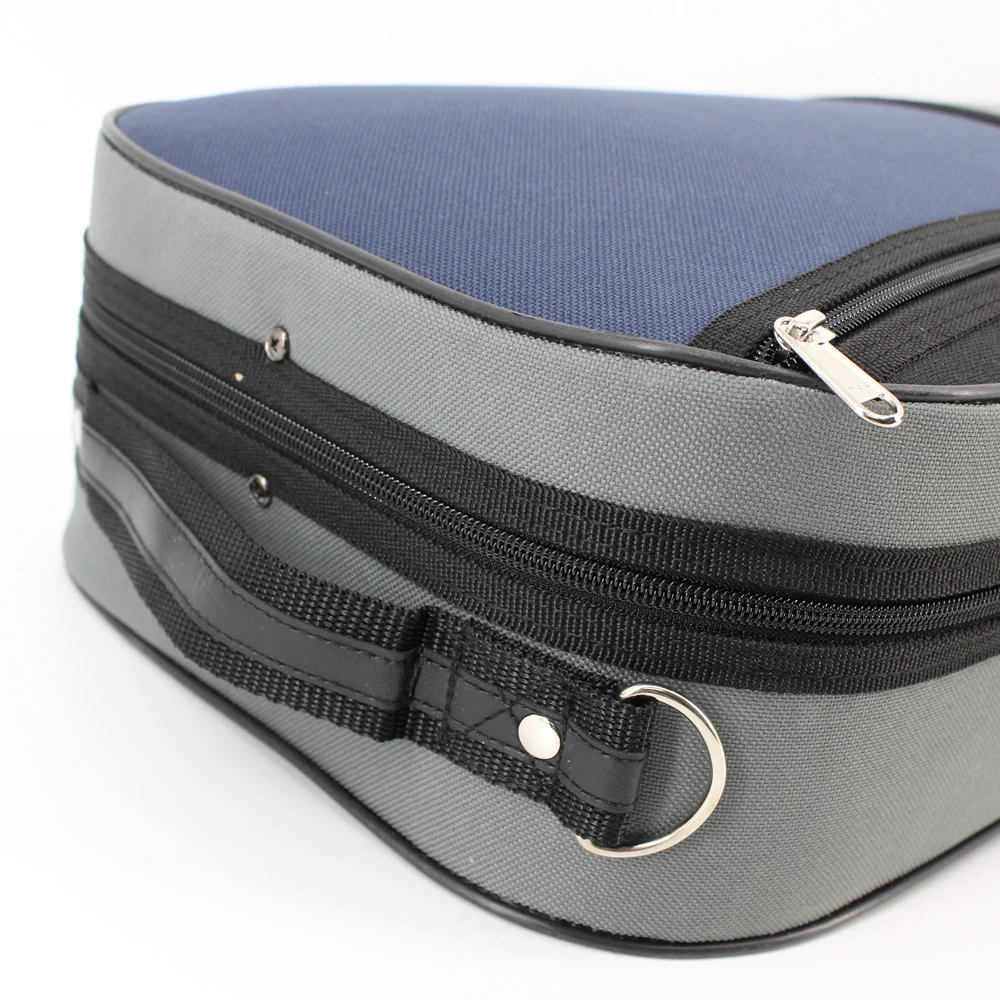 Black and Gray Stitching Canvas Rectangle Violin Case, Large Storage Space, Hygrometer Straps for 4/4, 3/4, 1/2, 1/4, 1/8