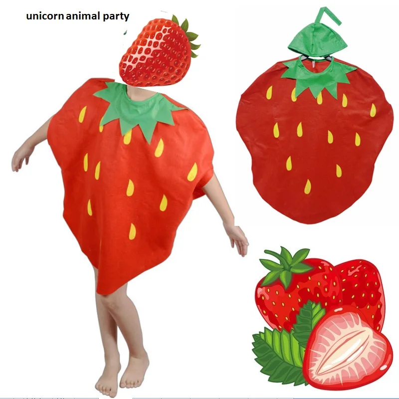 Children's Day Kindergarten Performance Clothing Non-woven Fabrics Strawberry one-time Cosplay Clothing Suit Fruits Clothing