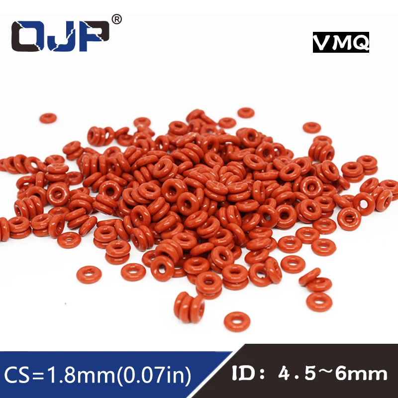 Thickness 1.8/2.65mm Red VMQ O-ring cross section silicon rubber sealing gasket rubber washer wholesale in specifications