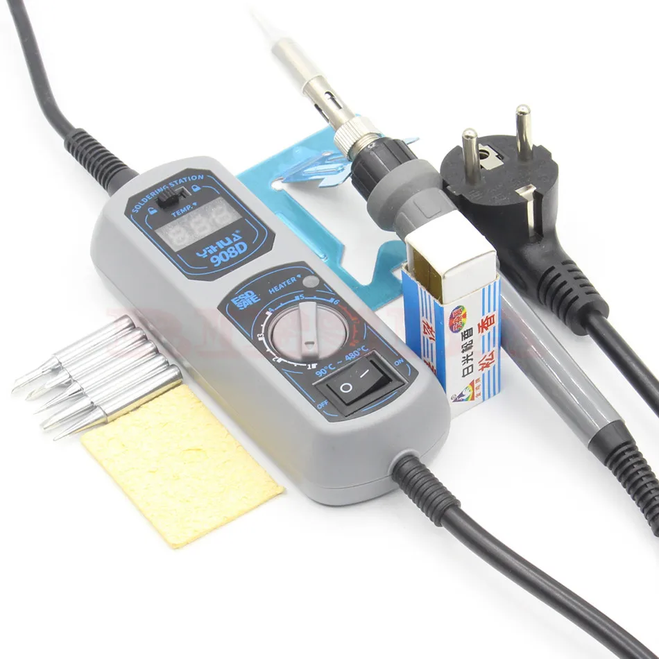 YIHUA 908D 220V 60W Heated iron LED Digital Display Soldering Station Iron High temperature resistant silicone line