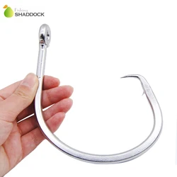 shaddock fishing 1pcs 120g 39960 Stainless Steel Fishing Hooks White Thick Tuna Circle Bait Fishing Hook Size 28/0