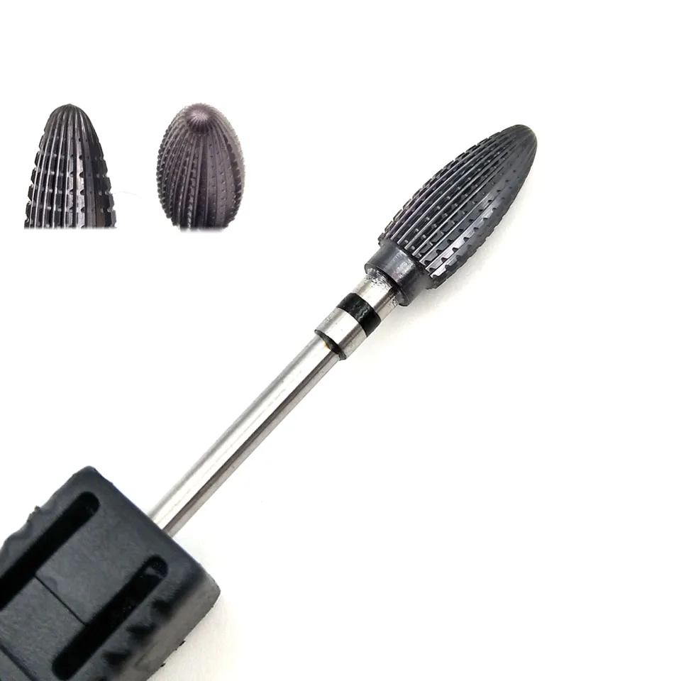 HYTOOS Black Cotaing Nail Bits 3/32 Tungsten Carbide Nail Drill Bit Milling Cutter for Manicure Drill Accessories Nails Tools