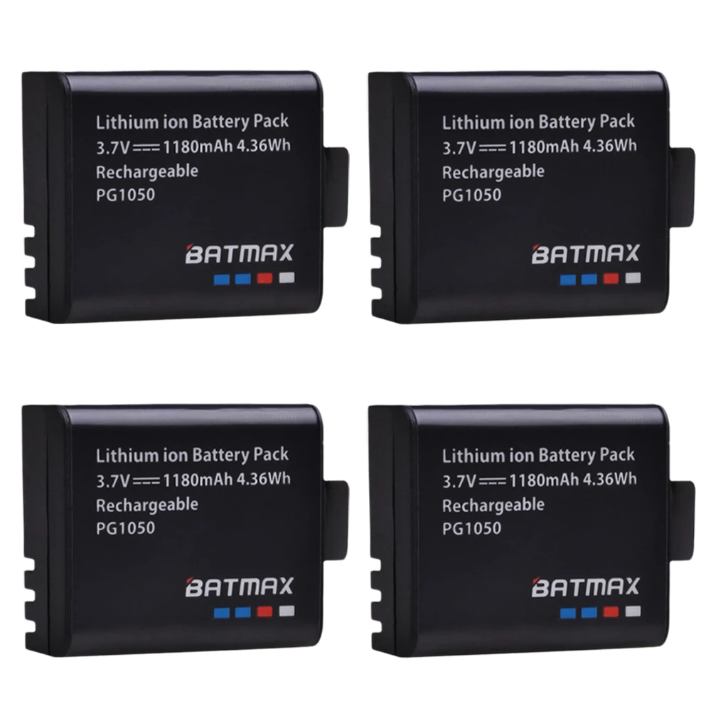 Batmax 4Pc 1180mAh PG1050 Li-ion Battery+LCD Dual USB Charger for Sports Action Camera SJCAM SJ5000 SJ4000,EKEN H9 H9R H3 H3R