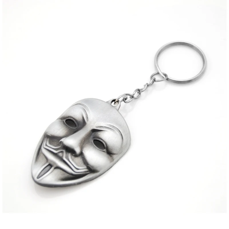 Brand New Movie Series Key Chain V for Vendetta Hacker Mask New Keychain for Keys Chaveiro Llavero Keychain 3 Colors Male Gift