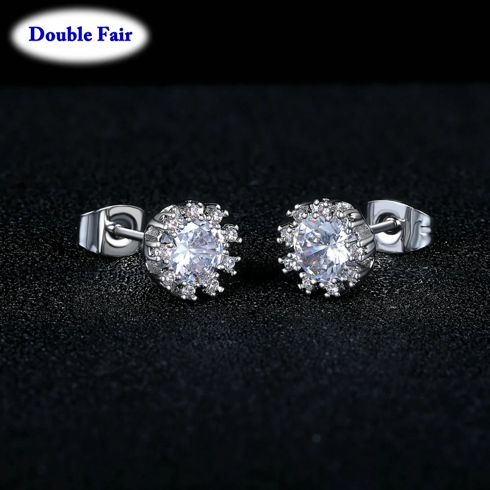 Simple and Fashionable Temperament Crystal Zircon Stud Earrings For Women Rose Gold Color Charm Jewelry DWE021M