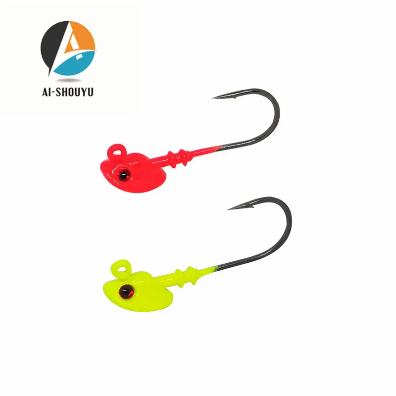 

AI-SHOUYU 5pcs/lot Multicolor Lead Jig Fishing Hooks 7g/10g/14g/21g Fishing Tackle Hard Baits Soft Worm Fishing Tackle 3D eyes